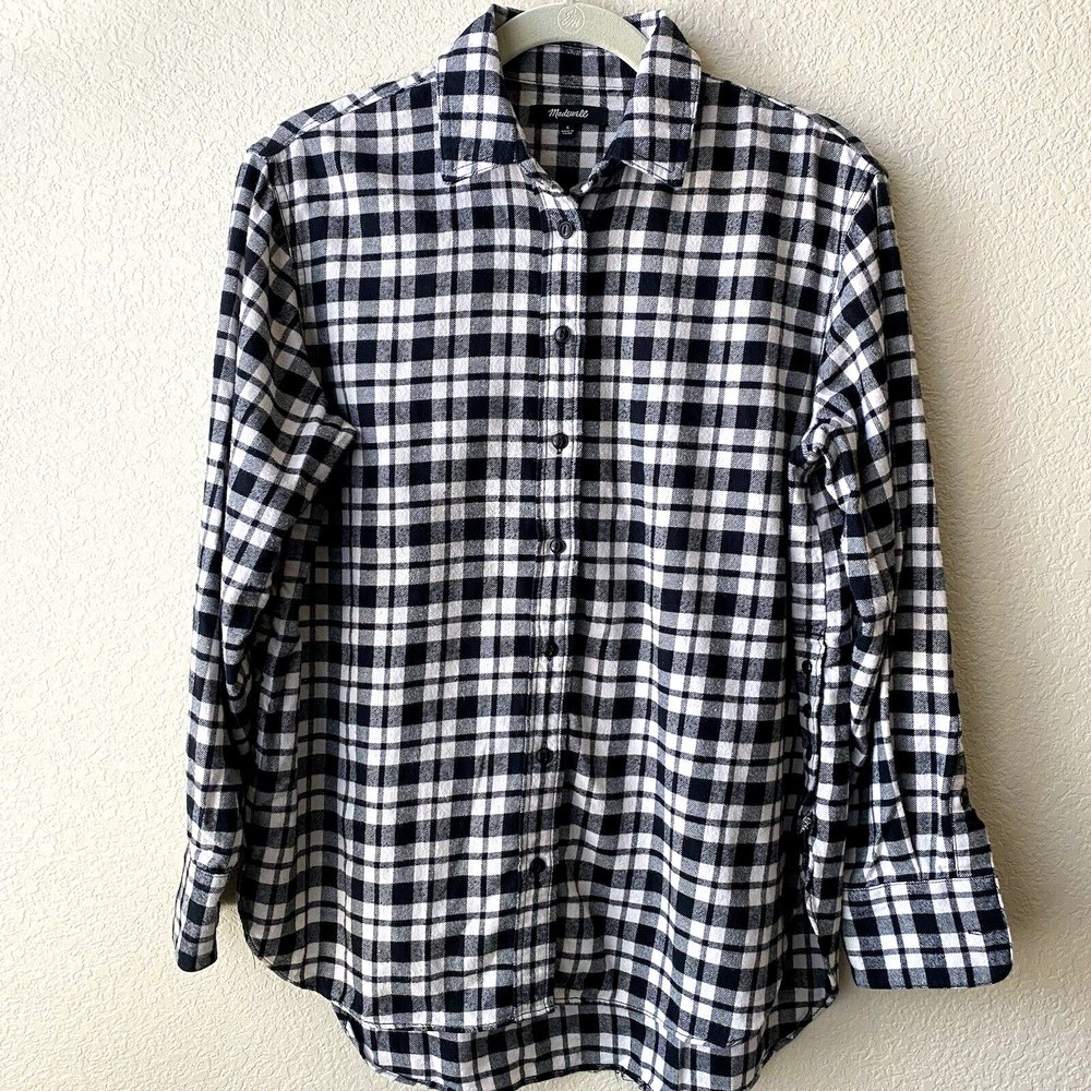 Madewell Long sleeve button front plaid womens shirt size small